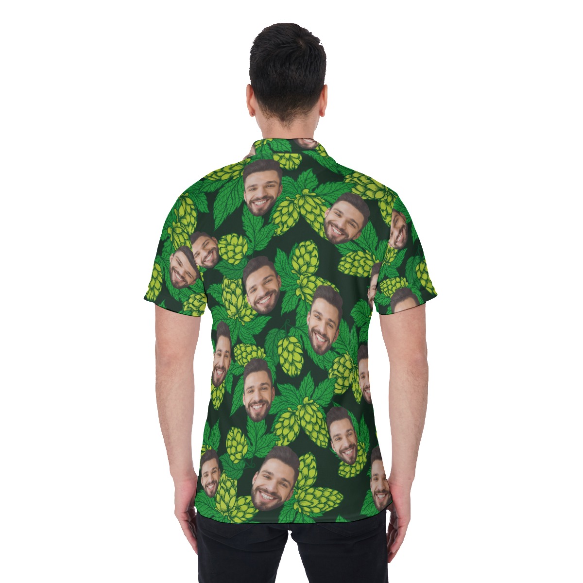 Beer Flower Polo Collared Shirt With Custom Face