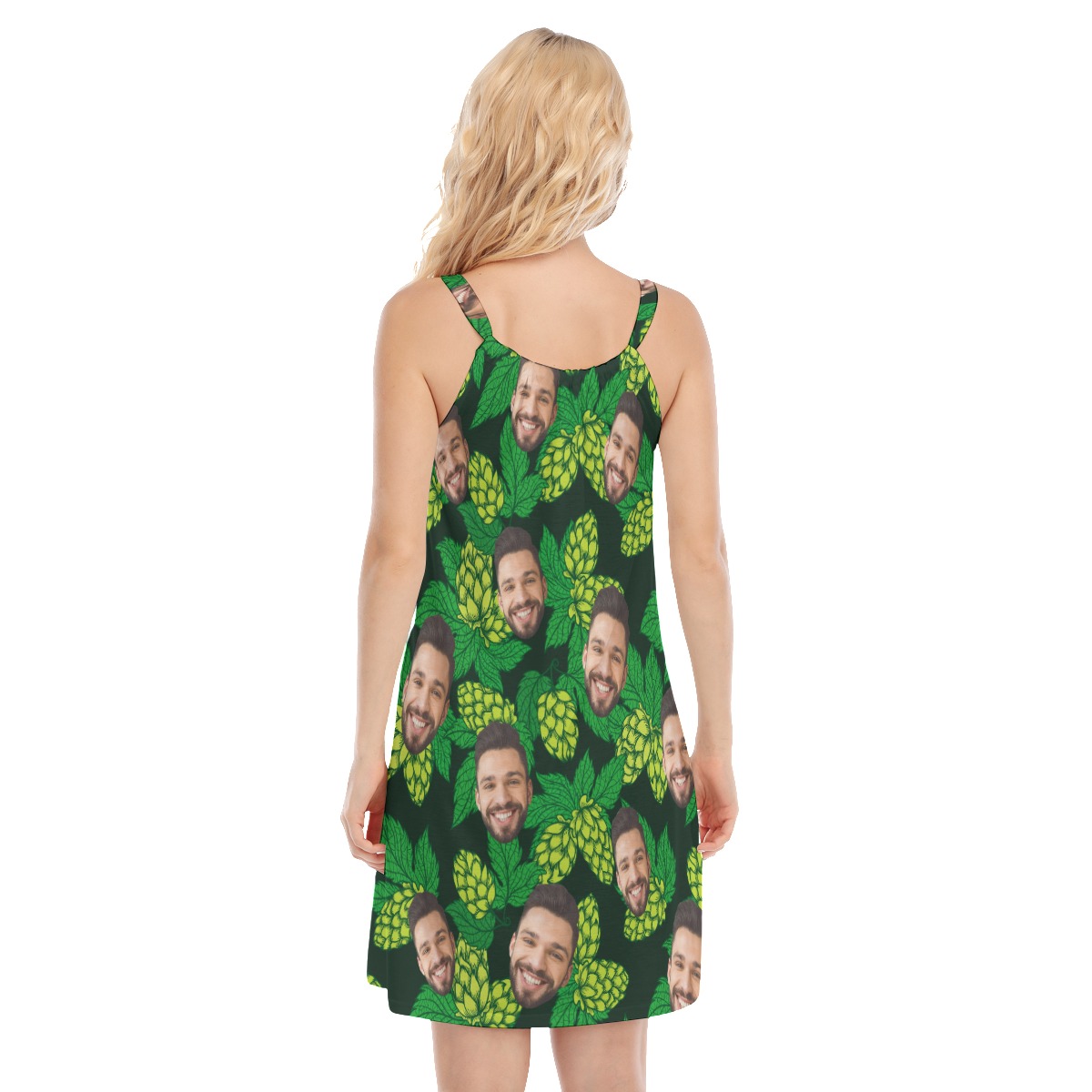 Beer Flowers Cami Dress With Custom Face