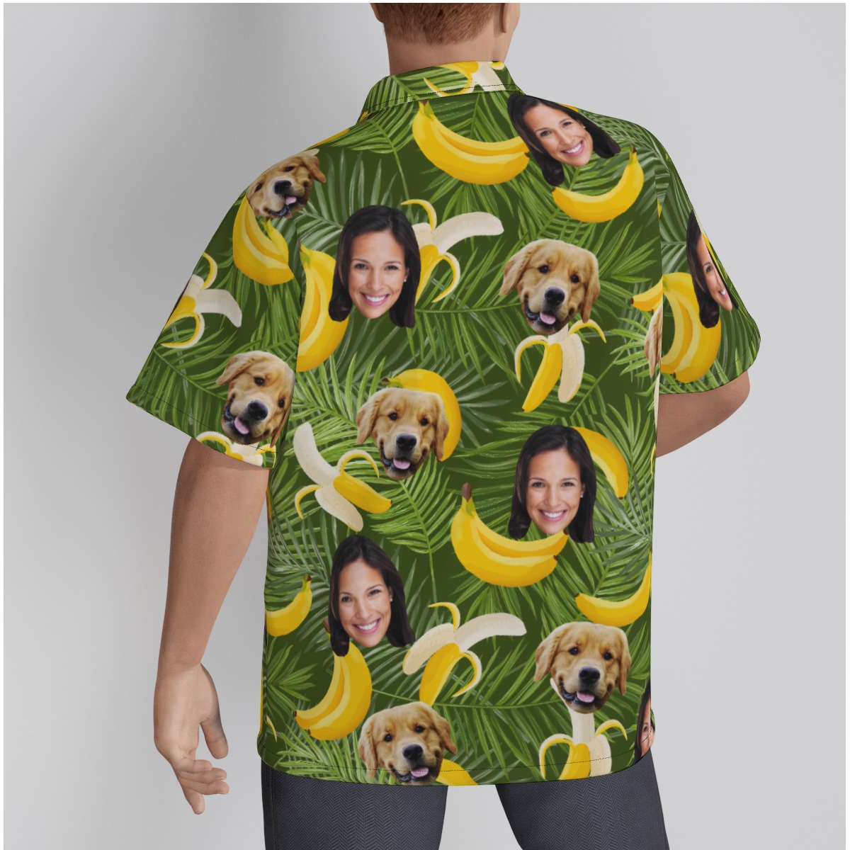 Custom Face And Dog Banana Hawaiian Shirt For Men