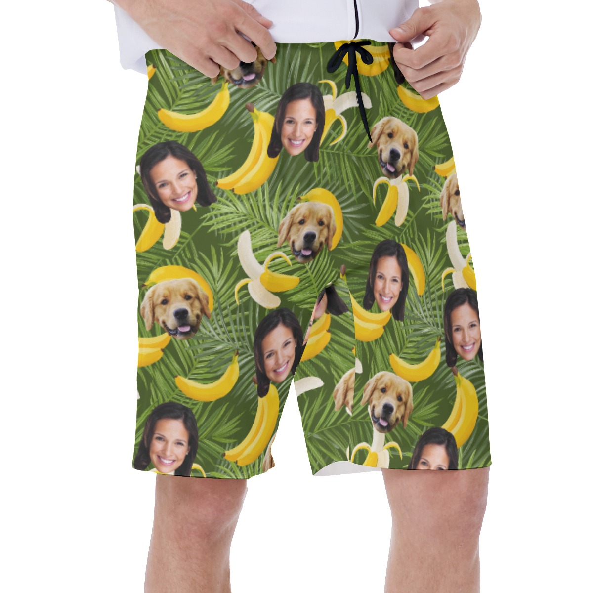 Men's Custom Face And Pet Hawaiian Beach Trunks