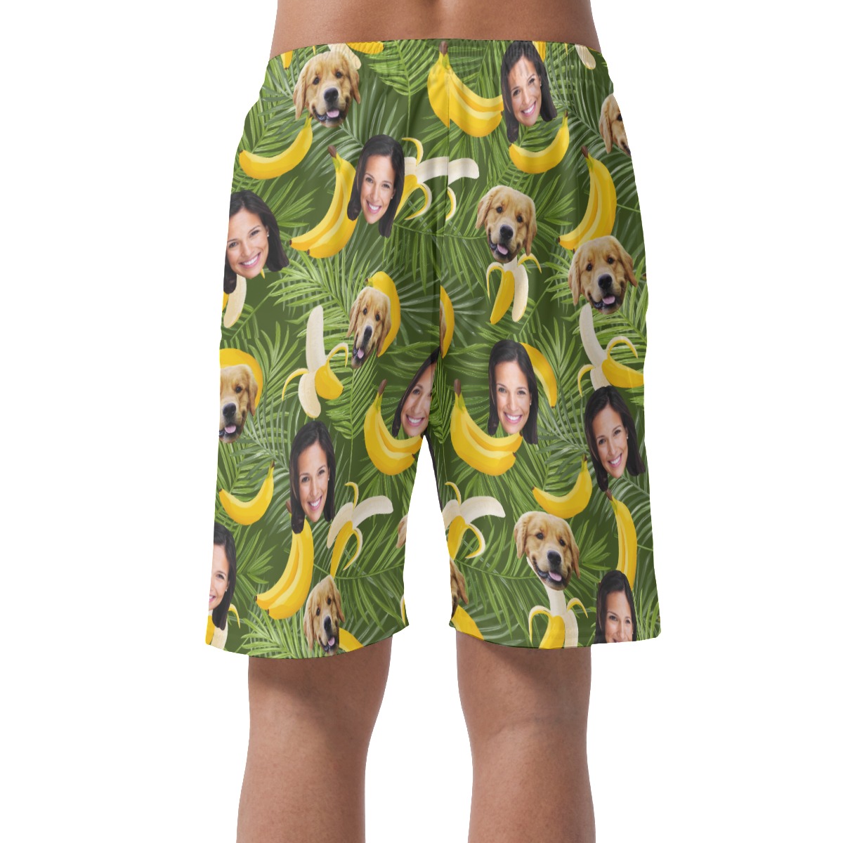 Men's Custom Dog And Owner Face Banana Hawaiian Shorts