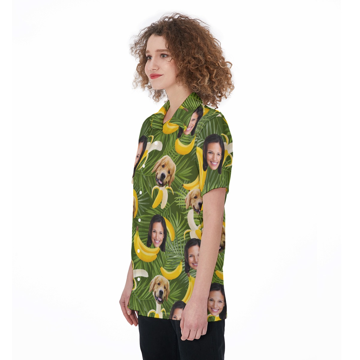 Women's Custom Pet And Owner Face Hawaiian Shirt