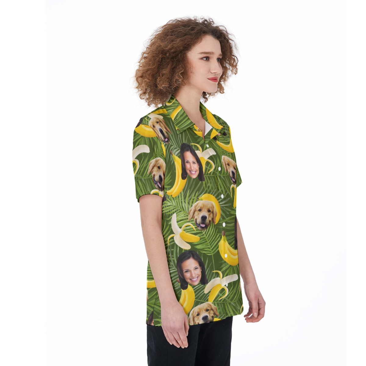 Women's Custom Pet And Owner Face Hawaiian Shirt