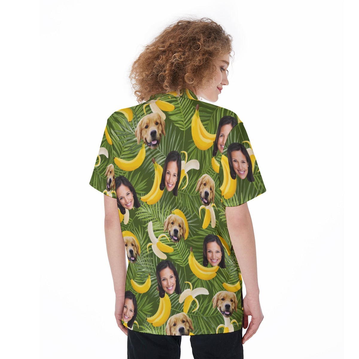 Women's Custom Pet And Owner Face Hawaiian Shirt