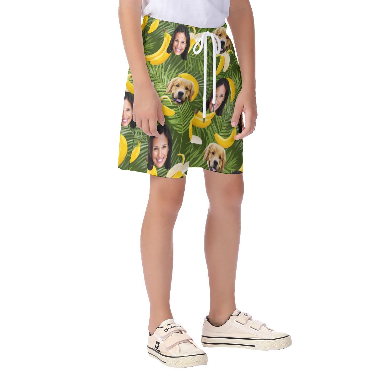 Custom Dog And Owner Face Aloha Shorts For Kids