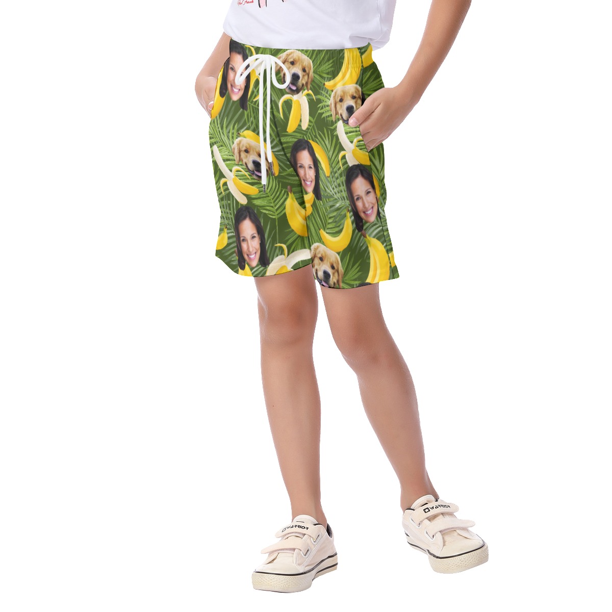 Custom Dog And Owner Face Aloha Shorts For Kids