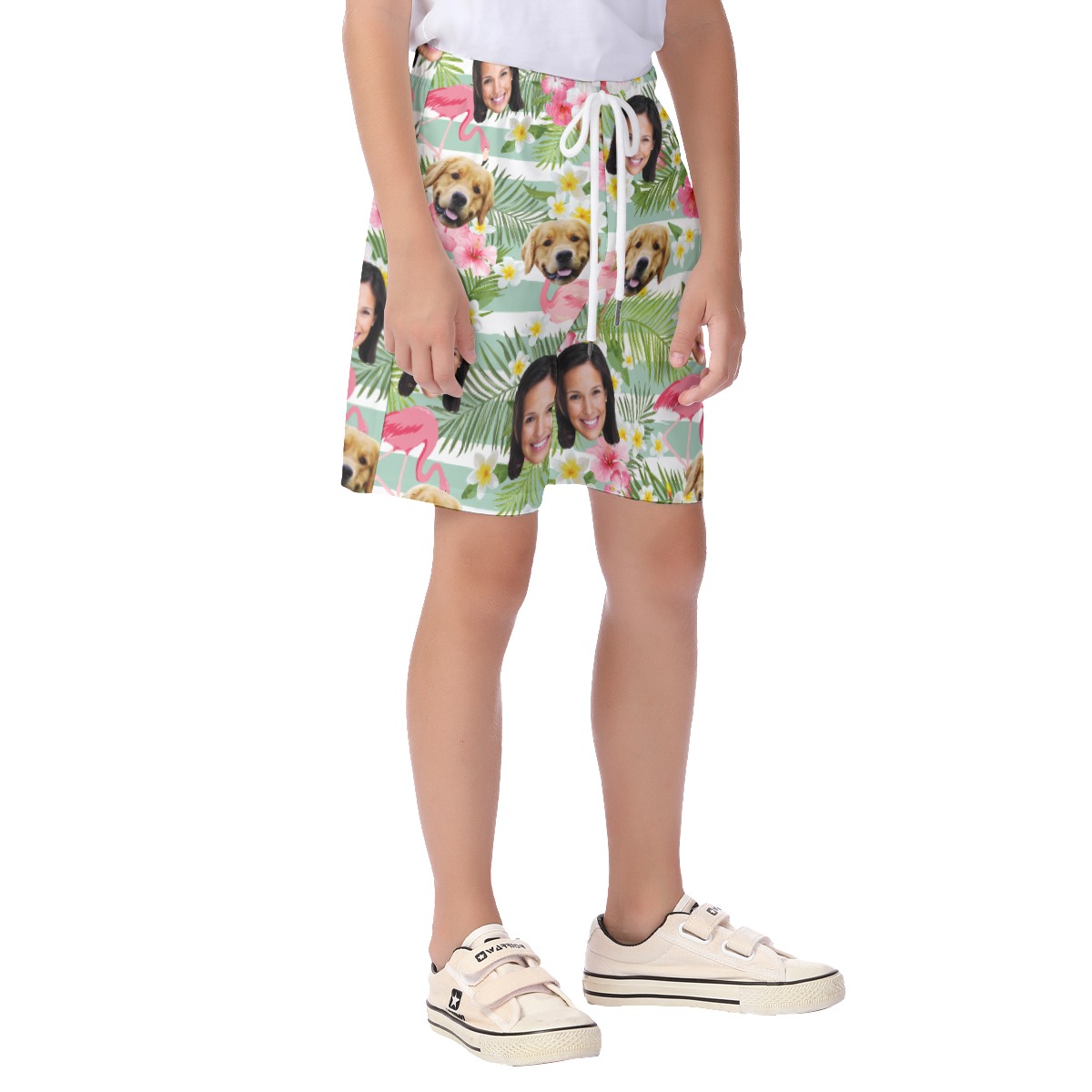 Custom Dog And Owner Face Hawaiian Shorts For Kids