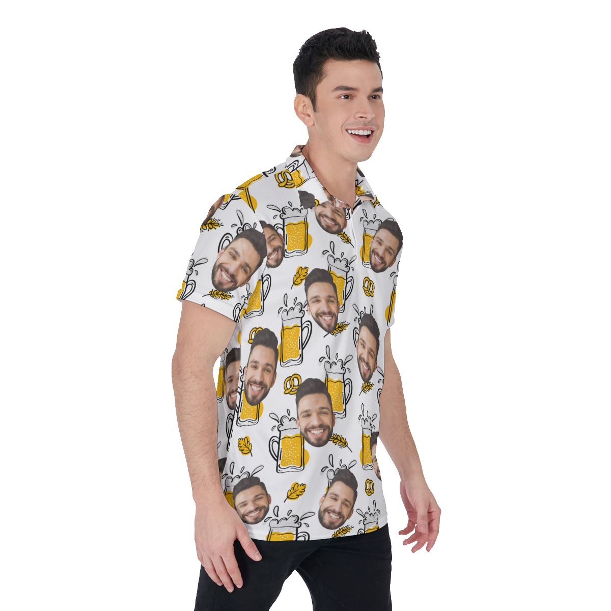 Funny Beer Custom Face Men's Polo Shirt