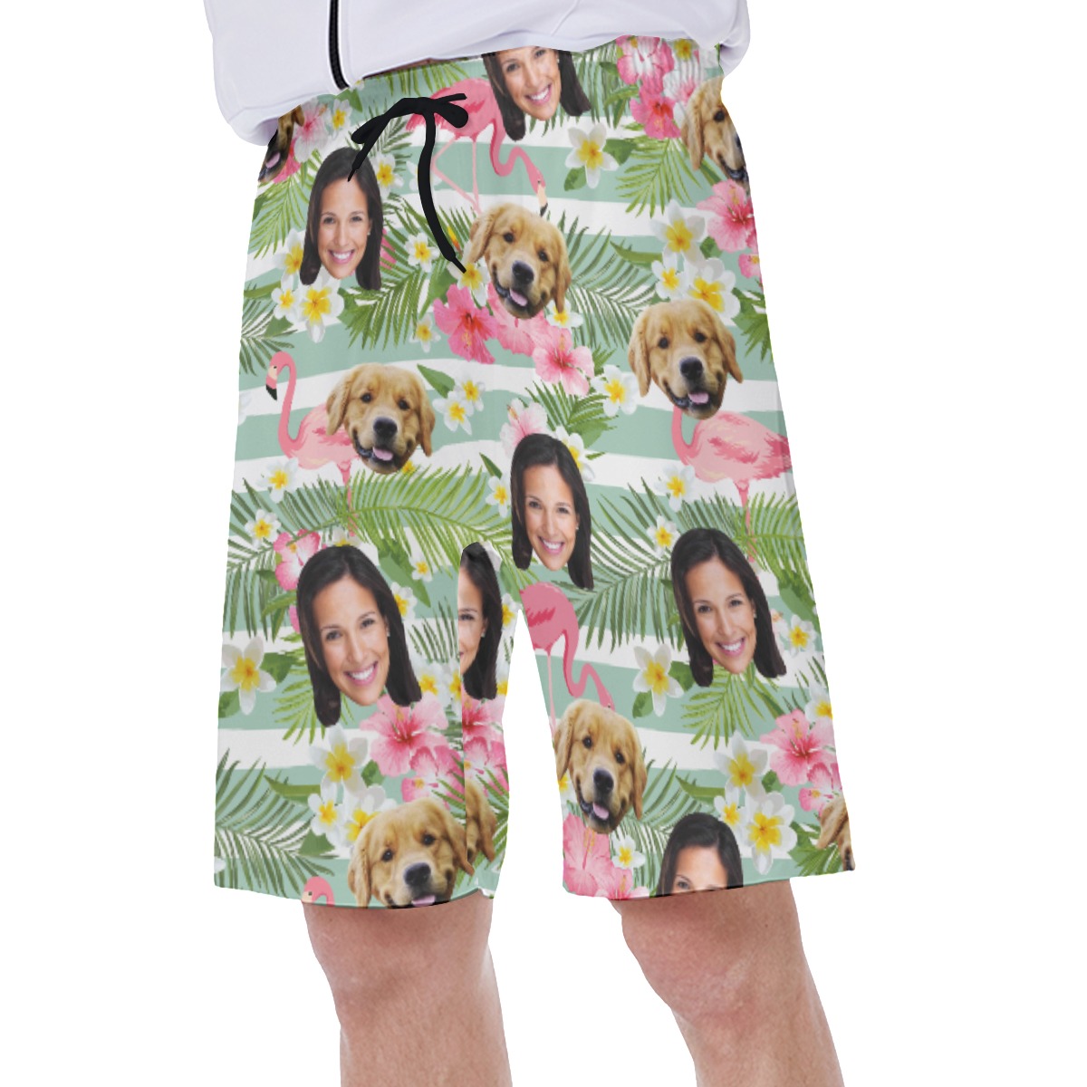 Custom Face And Pet Hawaiian Beach Trunks For Men