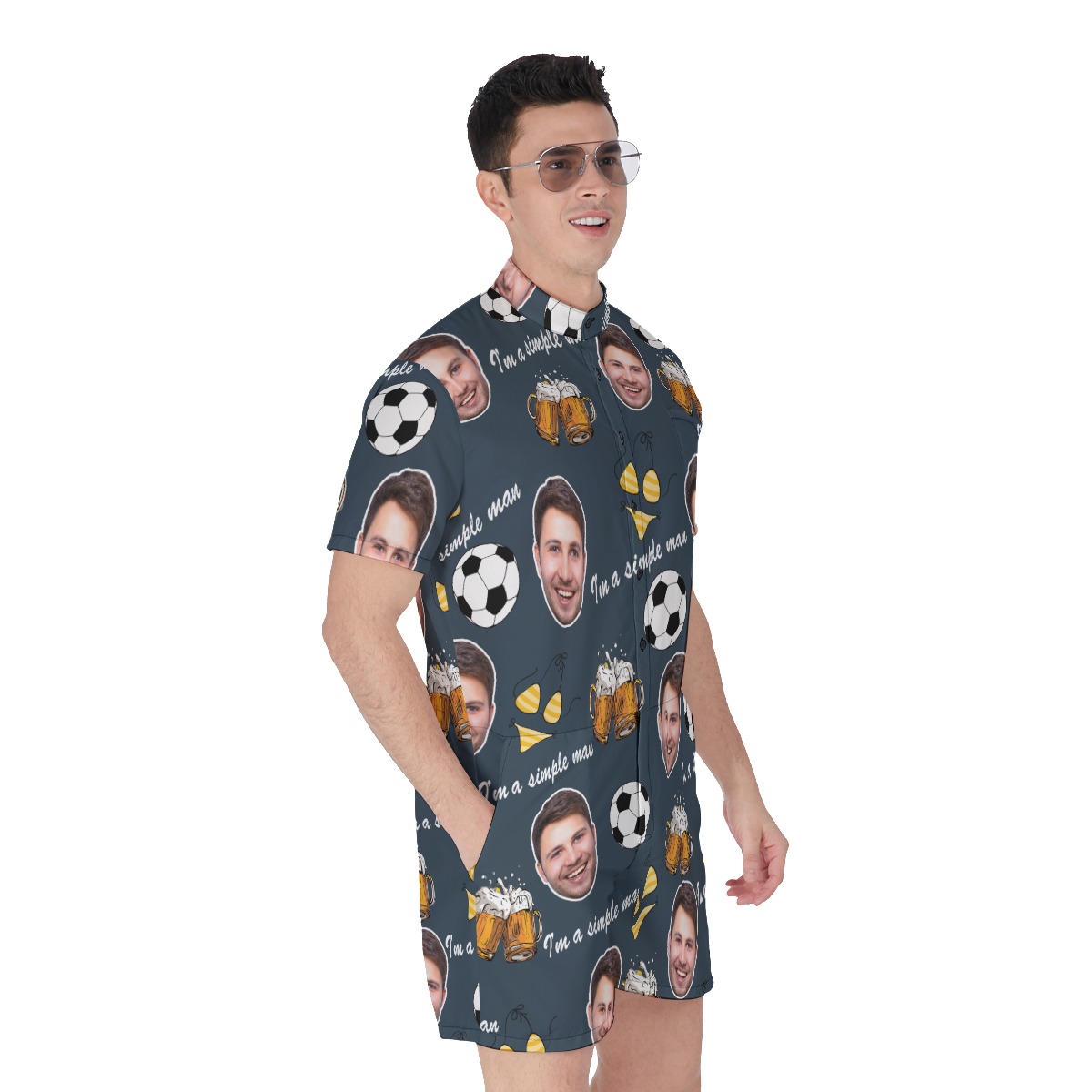 Funny Hobbies Custom Face Men's Hawaiian Romper