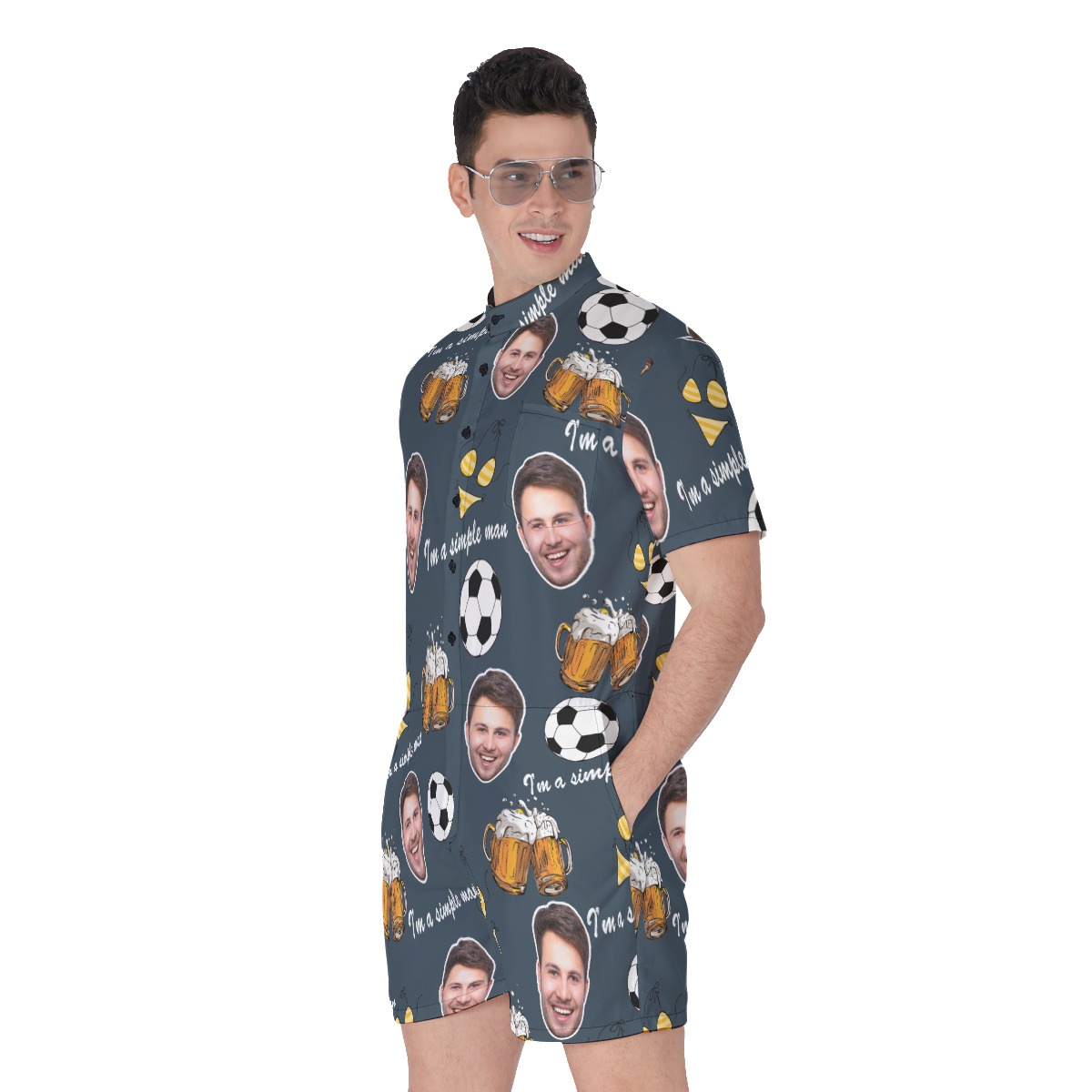 Funny Hobbies Custom Face Men's Hawaiian Romper