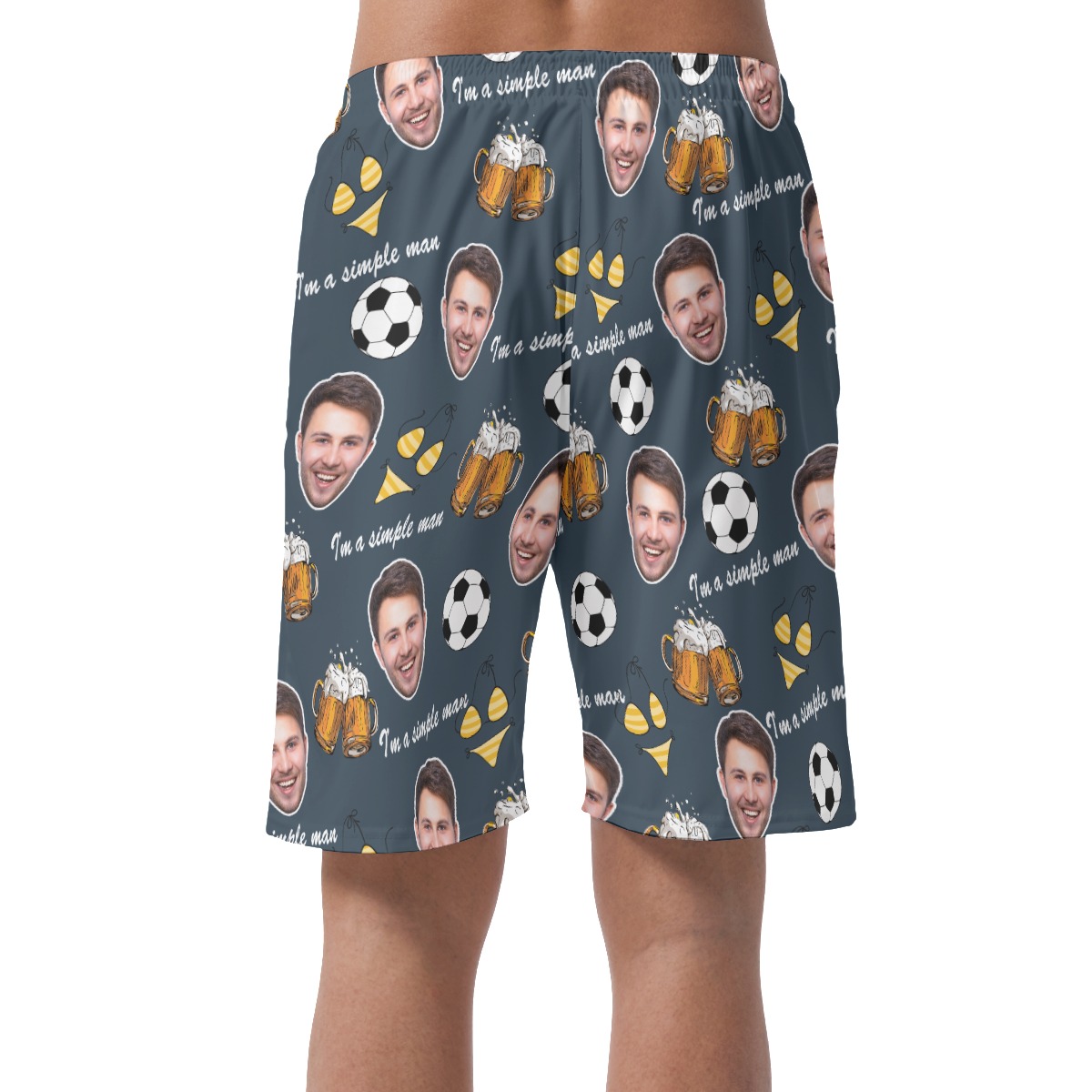 Funny Custom Face Beer And Soccer Summer Beach Shorts For Men