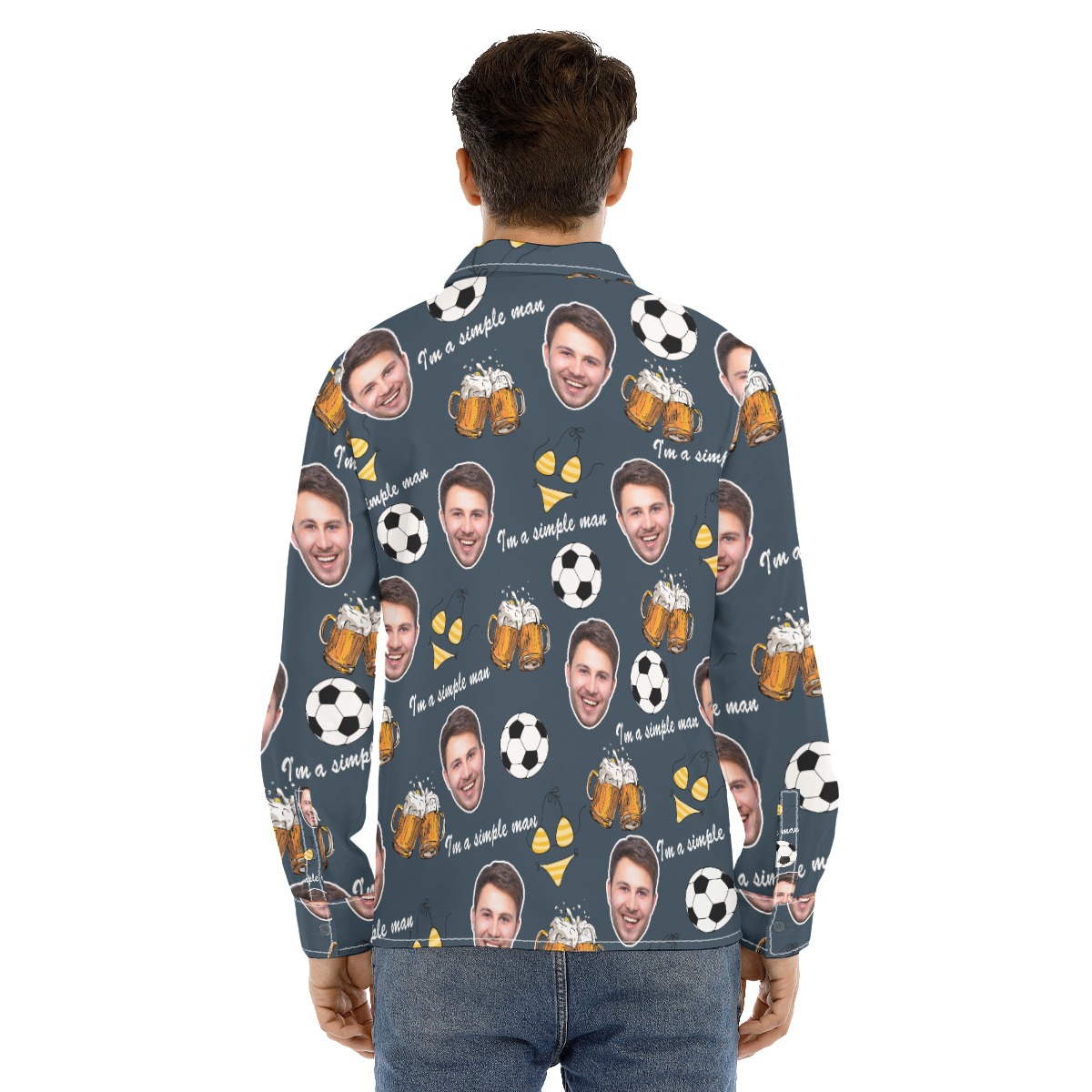 Funny Men's Hobbies Custom Face Hawaiian Long Sleeve Shirt