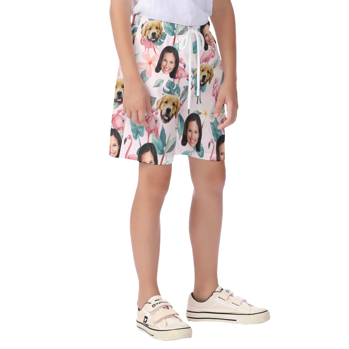 Cute Dog And Owner Face Custom Hawaiian Shorts For Kids
