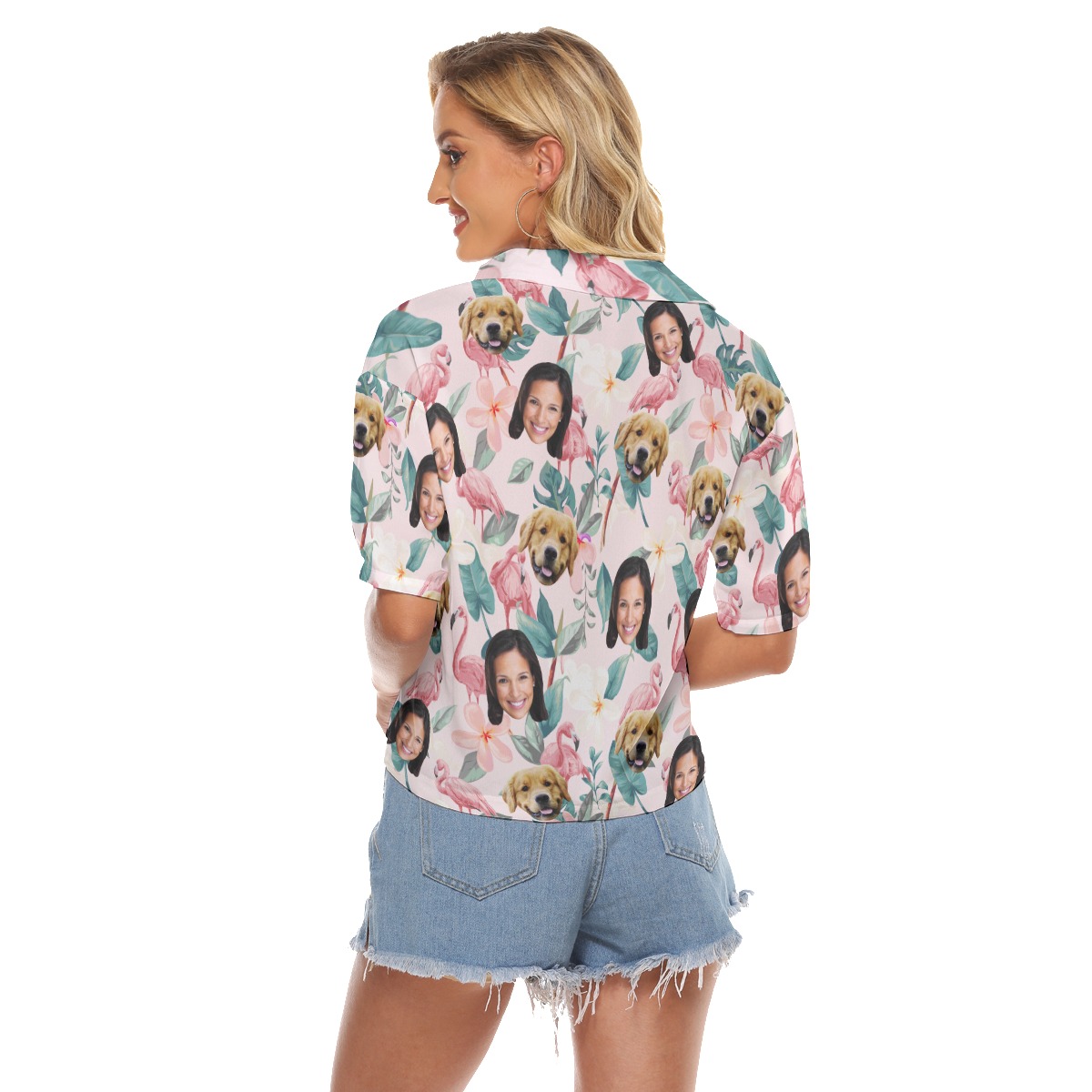 Custom Face With Dog Hawaiian Crop Top Shirt