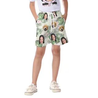 Dog And Owner Face Custom Hawaiian Shorts For Kids