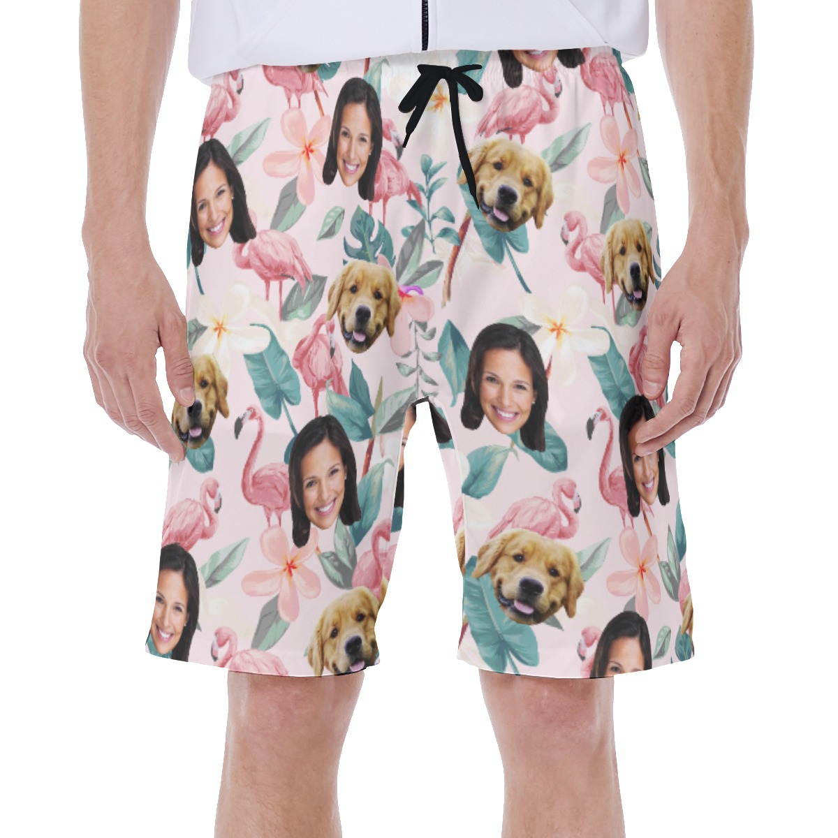 Custom Face And Pet Aloha Swim Trunks For Men - variant image 1