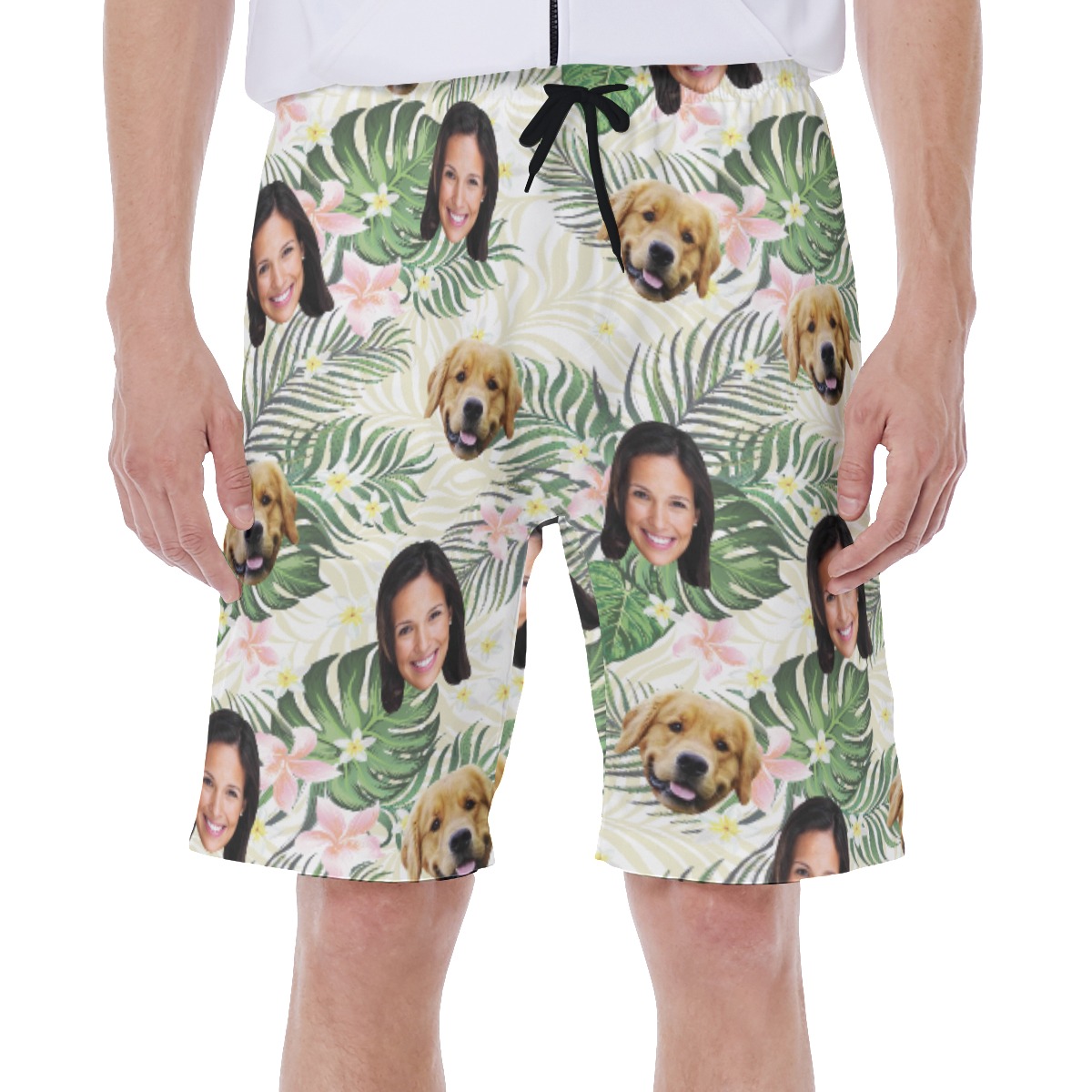 Custom Face And Pet Hawaiian Swim Trunks For Men - variant image 1