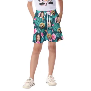 Dog And Face Custom Hawaiian Shorts For Kids