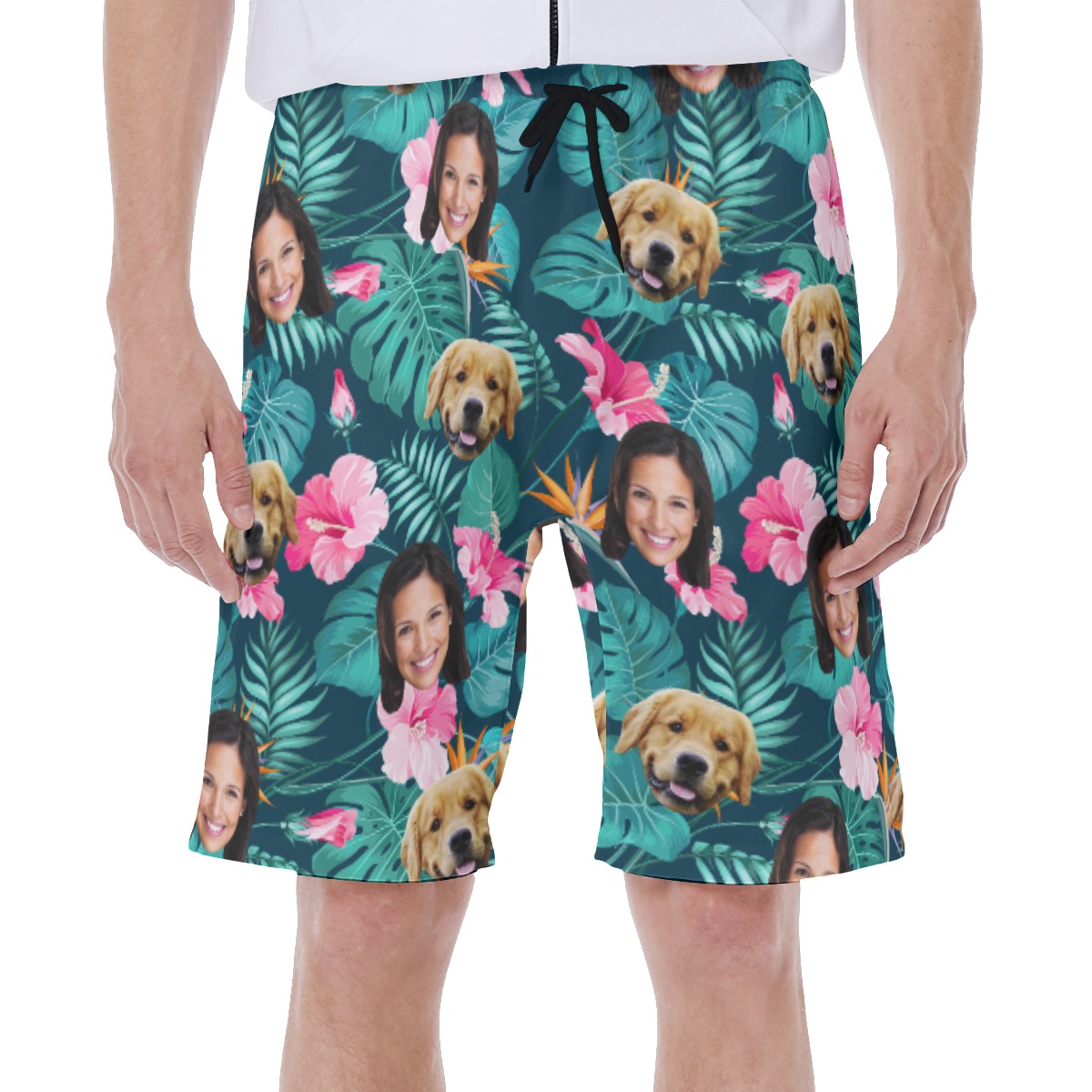 Custom Face And Pet Tropical Hawaiian Swim Trunks For Men - variant image 1