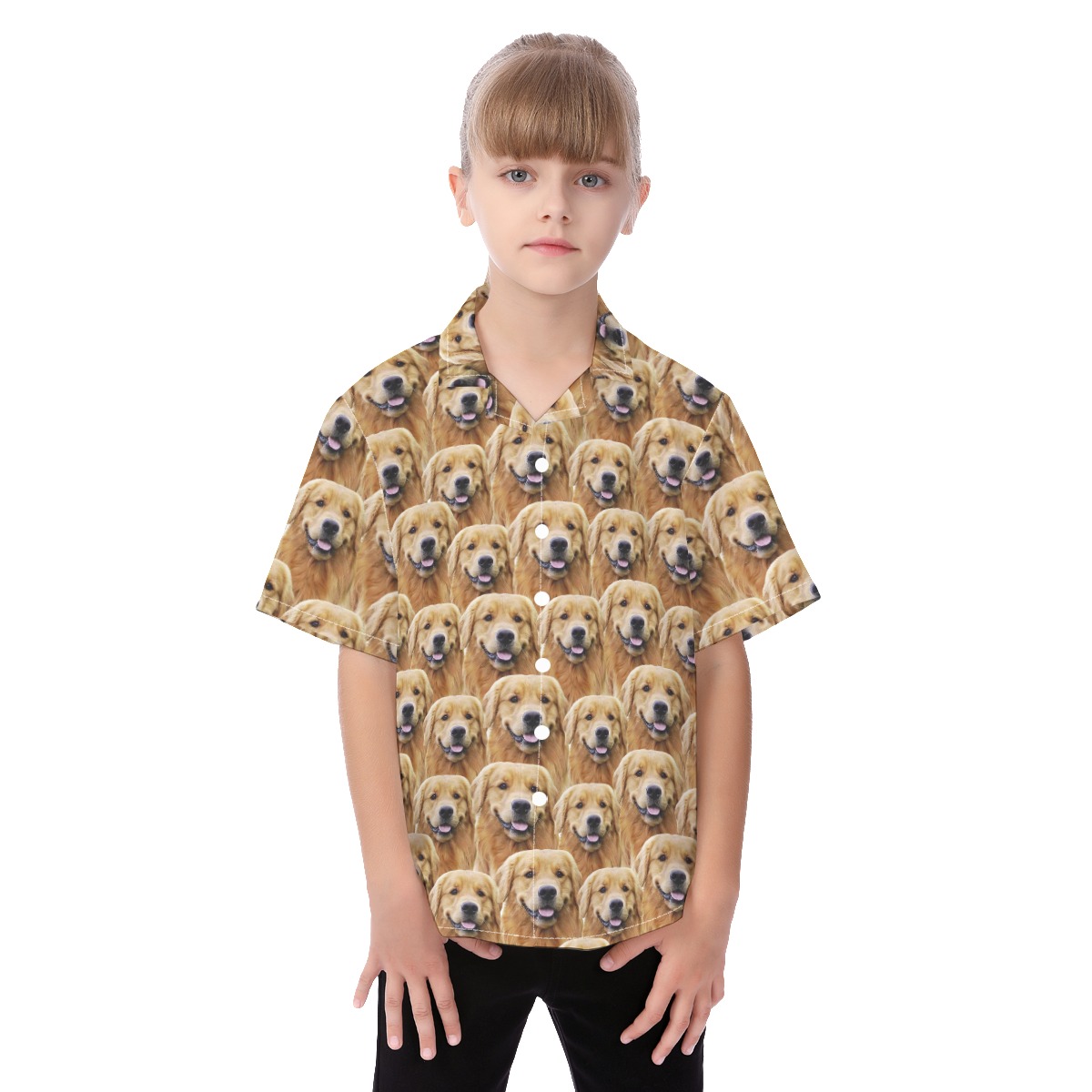 Cute Custom Kid's Hawaiian Shirt With Dog Face - variant image 1