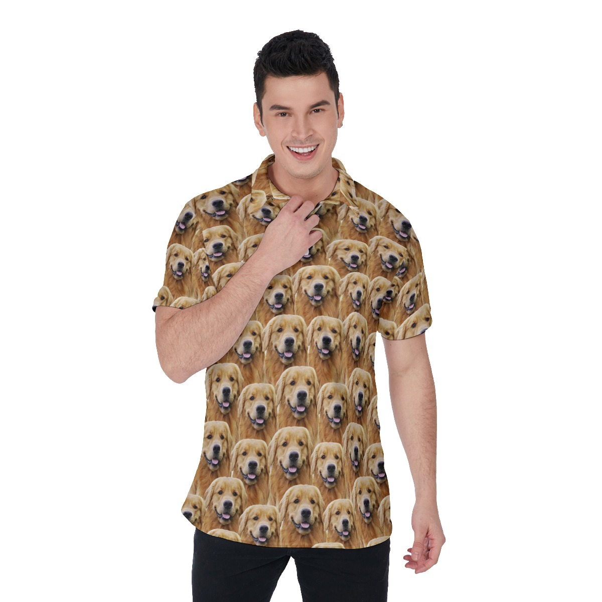 Funny Custom Men's Hawaiian Polo Shirt With Multiple Dog Face - variant image 1