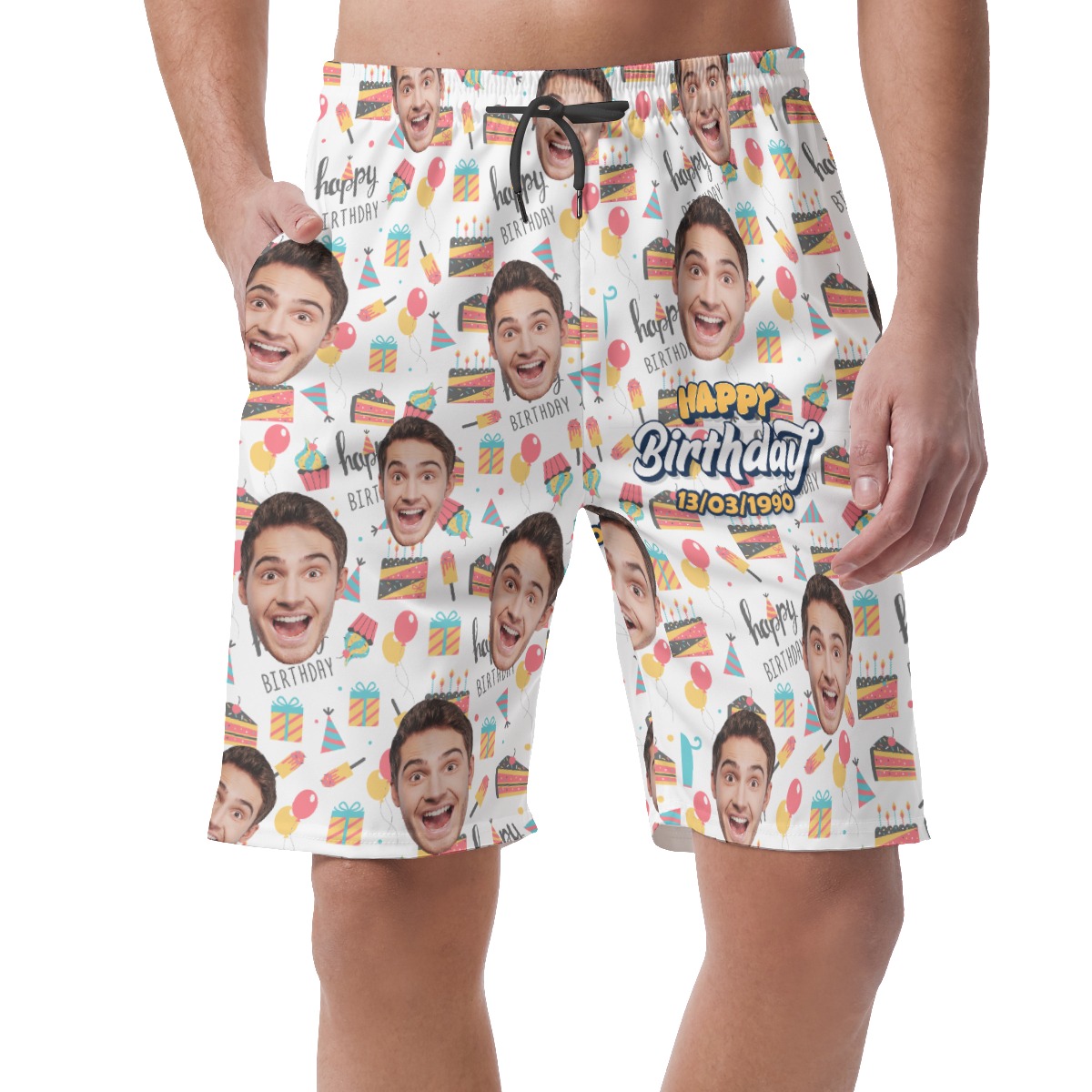 Happy Birthday Custom Face Hawaiian Summer Shorts For Men - variant image 1