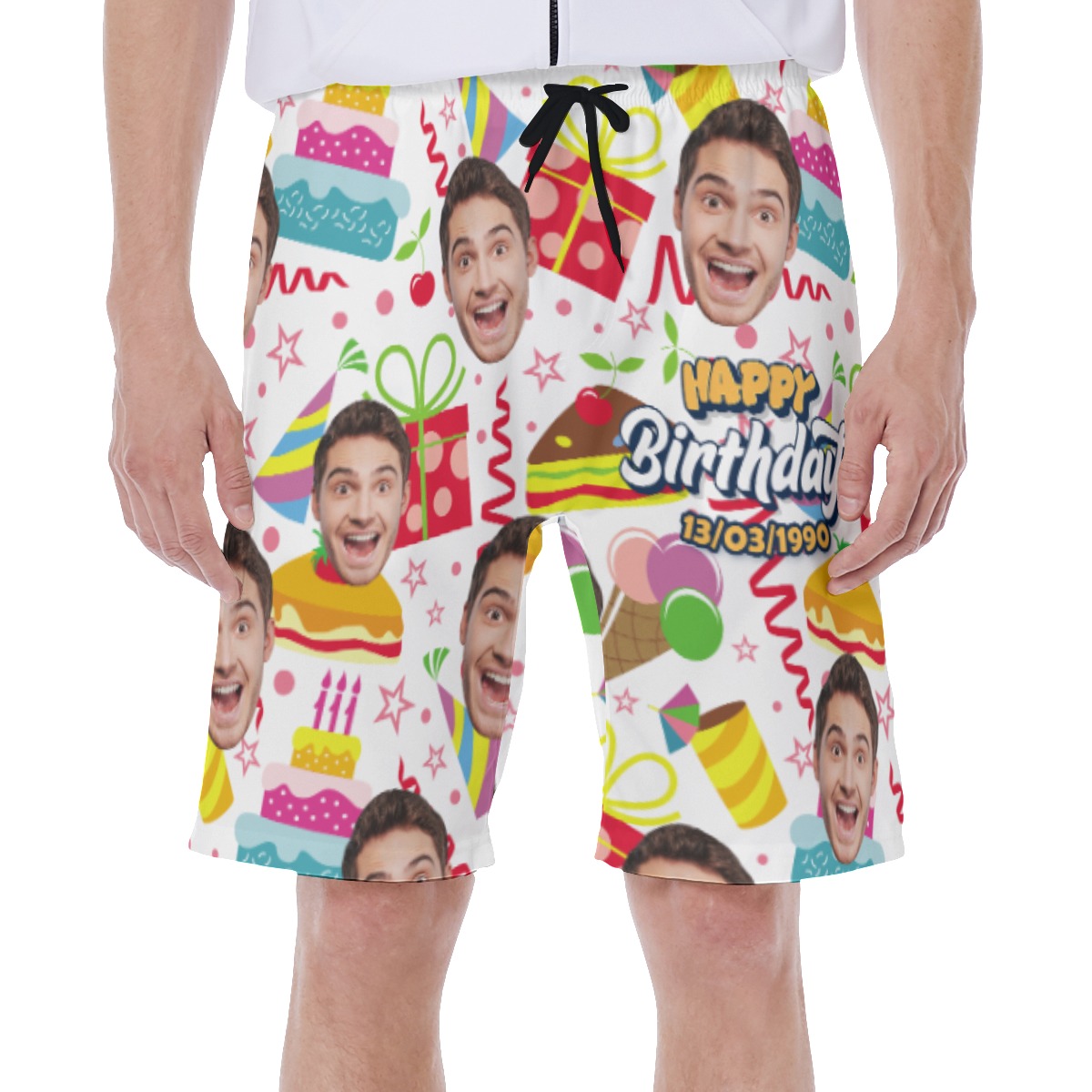 Custom Birthday Hawaiian Swim Trunks With Face And Date - variant image 1