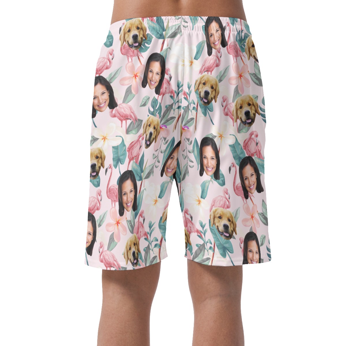 Men's Custom Dog And Owner Face Hawaiian Shorts