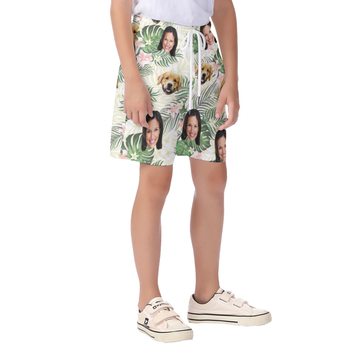 Dog And Owner Face Custom Hawaiian Shorts For Kids