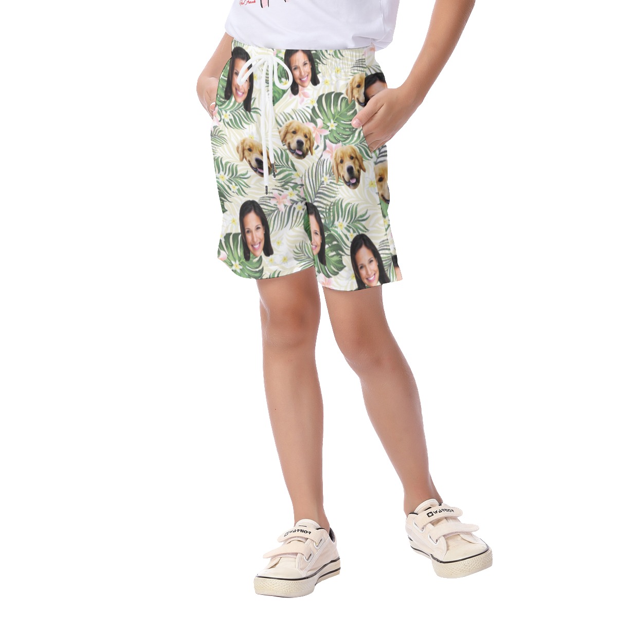 Dog And Owner Face Custom Hawaiian Shorts For Kids