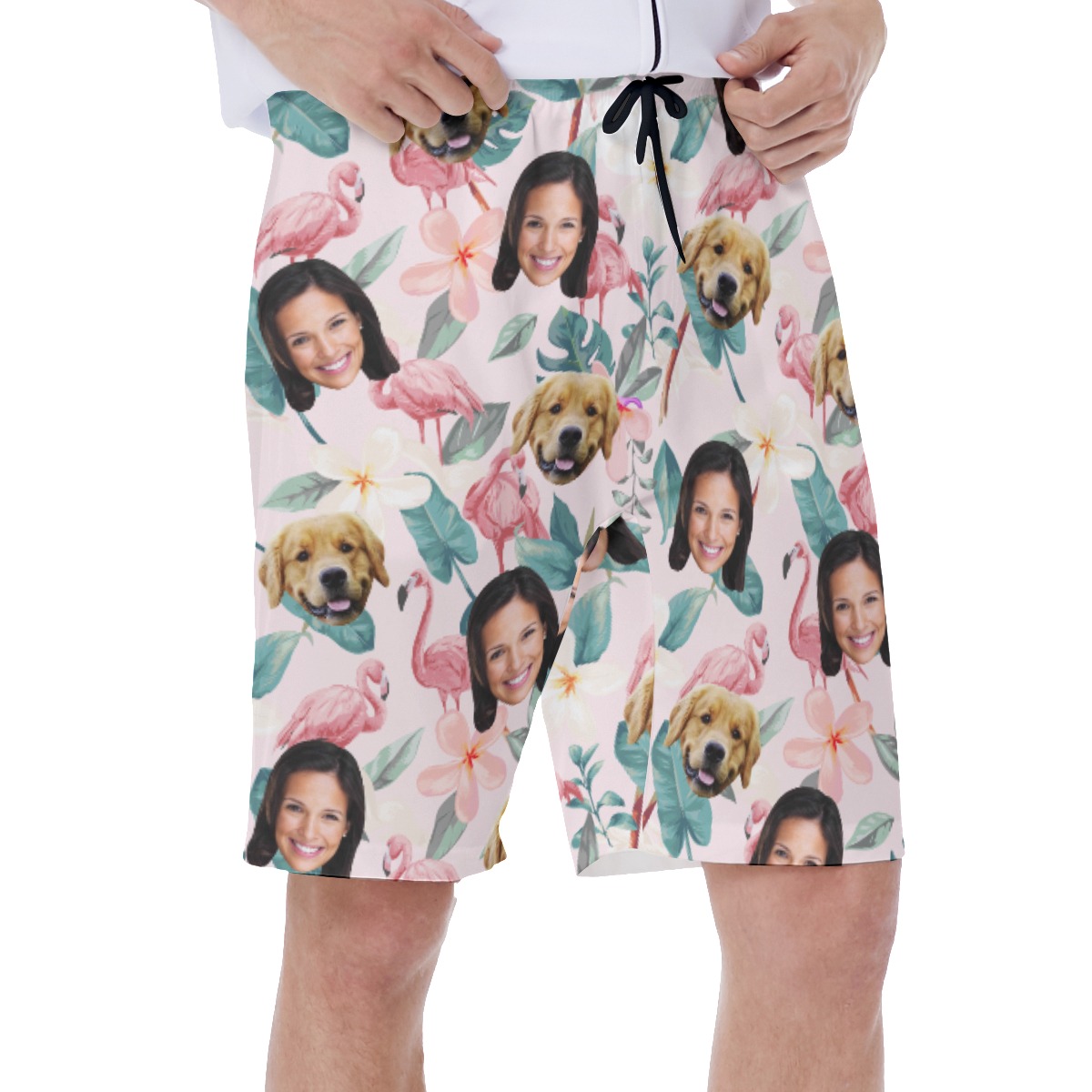 Custom Face And Pet Aloha Swim Trunks For Men