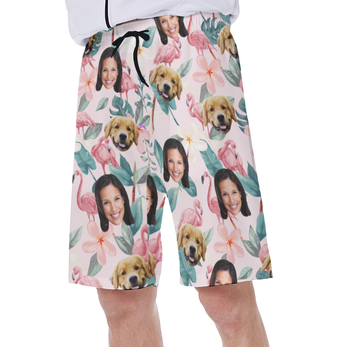 Custom Face And Pet Aloha Swim Trunks For Men