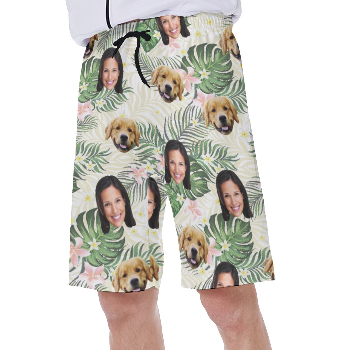 Custom Face And Pet Hawaiian Swim Trunks For Men