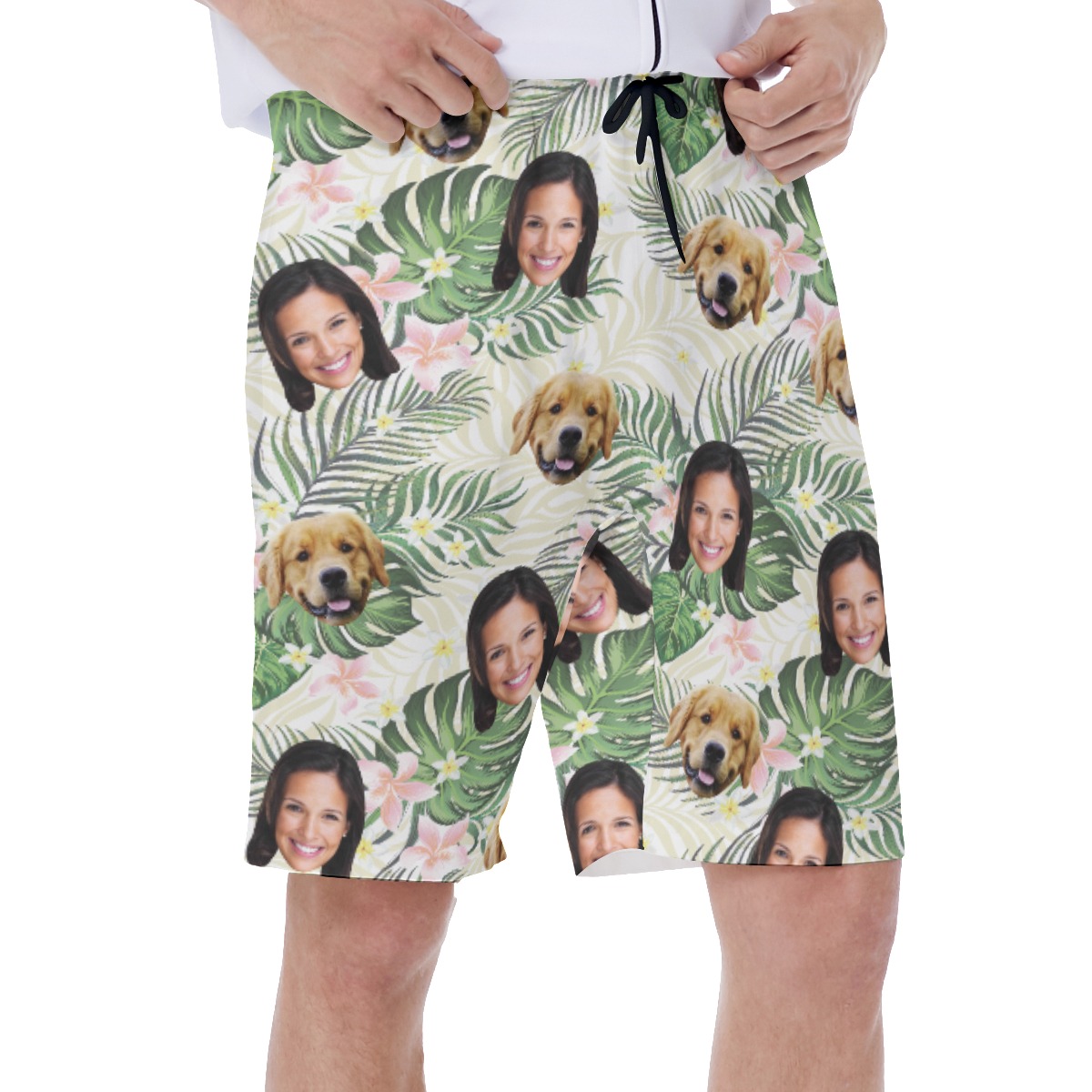 Custom Face And Pet Hawaiian Swim Trunks For Men