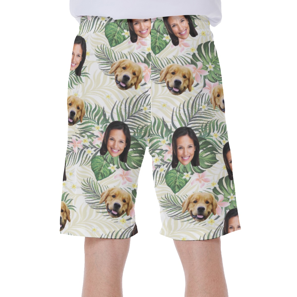 Custom Face And Pet Hawaiian Swim Trunks For Men