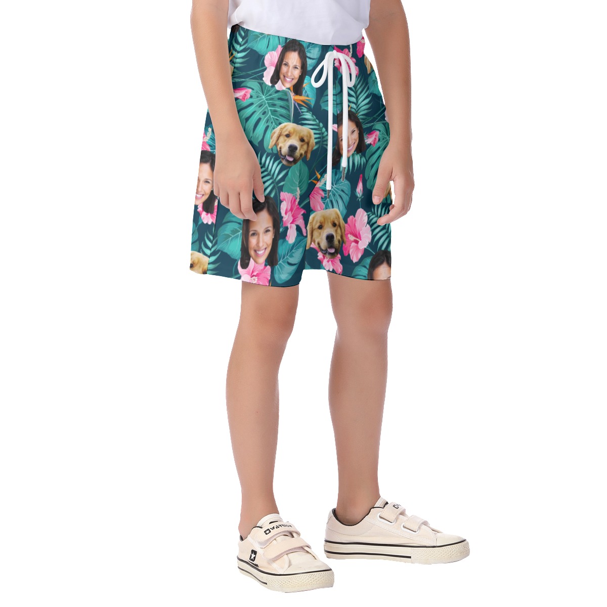 Dog And Face Custom Hawaiian Shorts For Kids