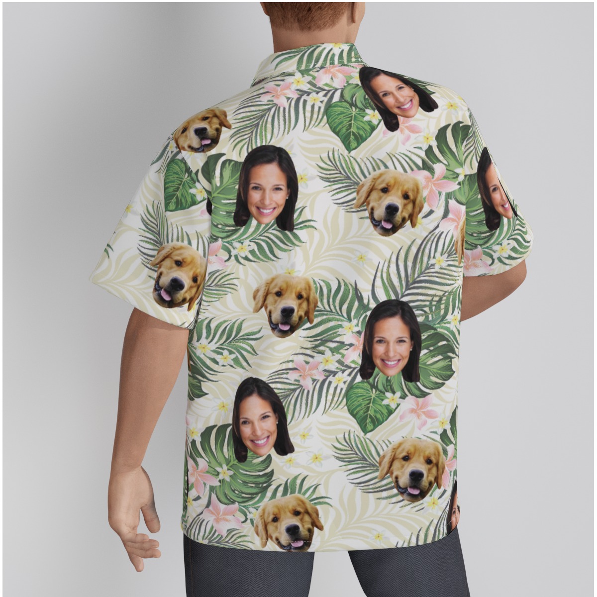 Custom Face And Dog Floral Hawaiian Shirt