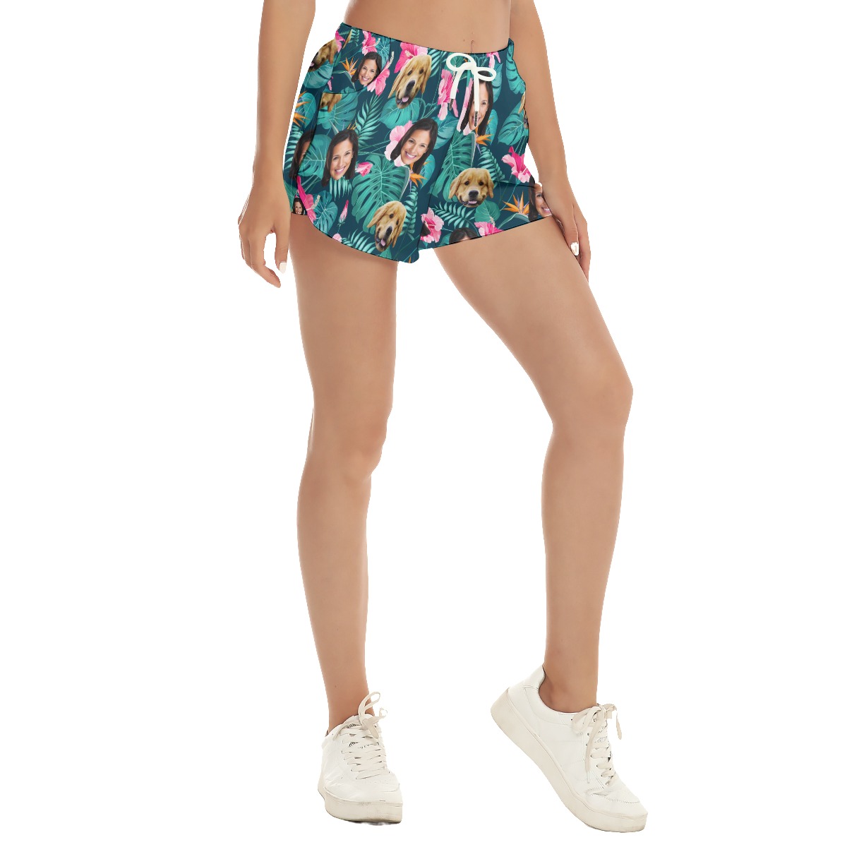 Women's Custom Face And Dog Hawaiian Shorts