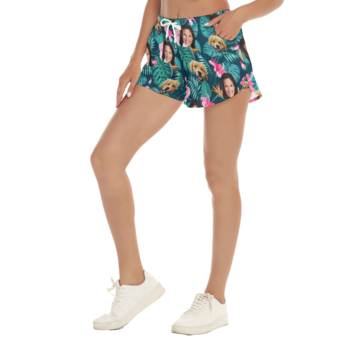 Women's Custom Face And Dog Hawaiian Shorts