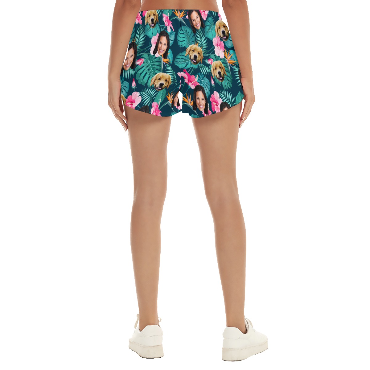 Women's Custom Face And Dog Hawaiian Shorts