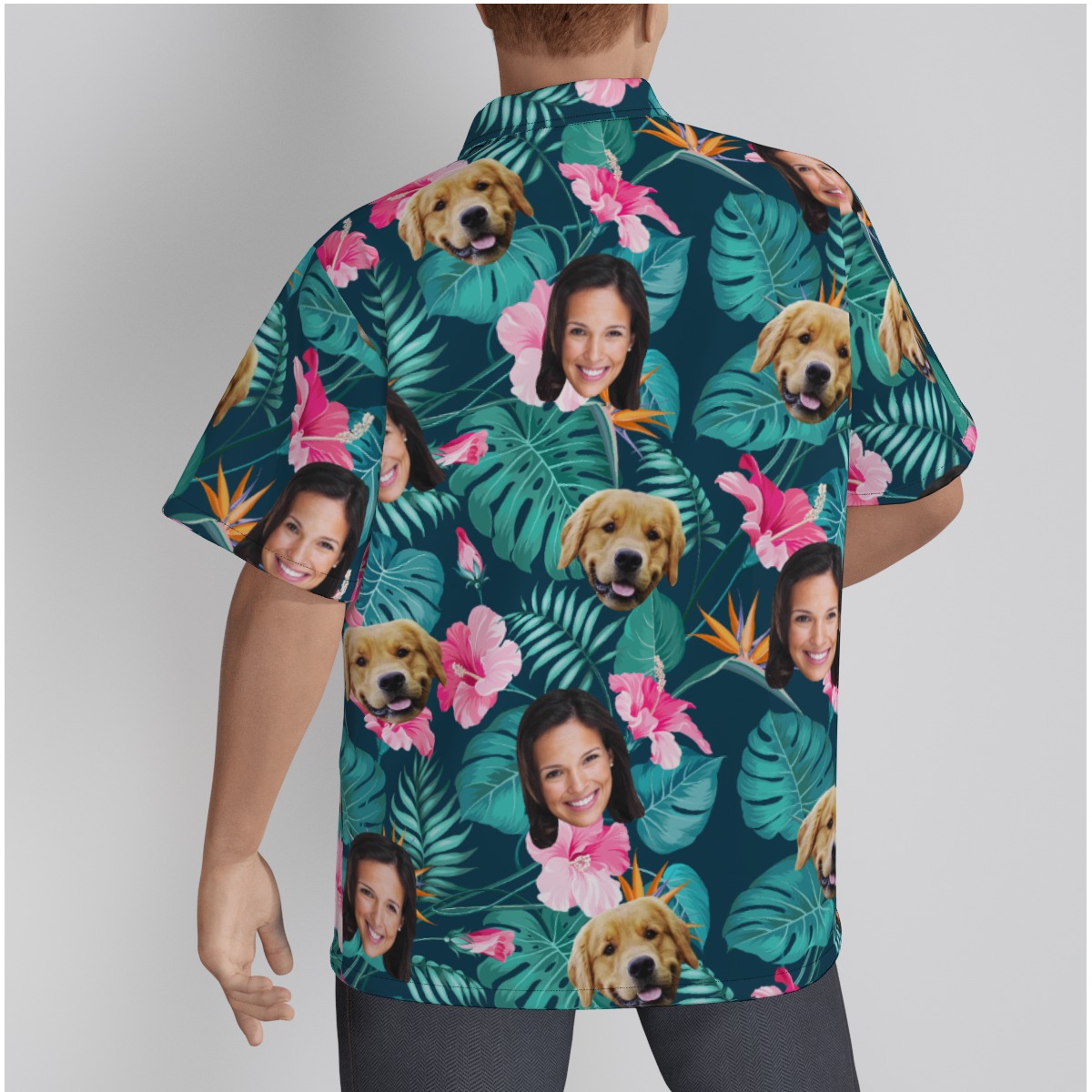 Custom Face And Dog Tropical Hawaiian Shirt