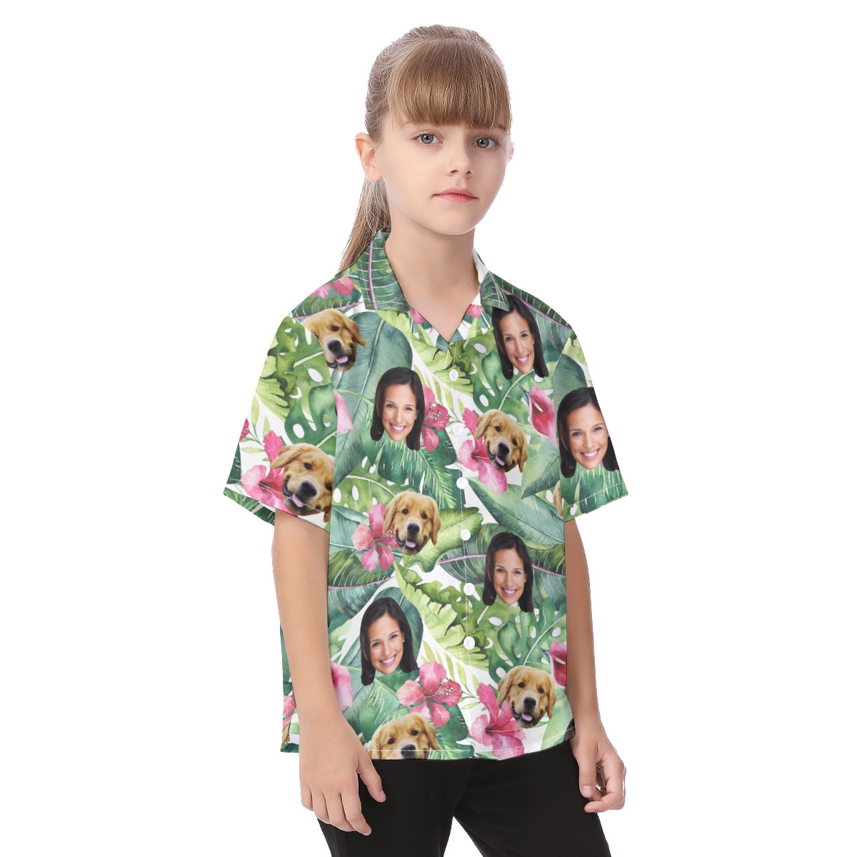 Your Face And Pet Custom Hawaiian Shirt For Kids