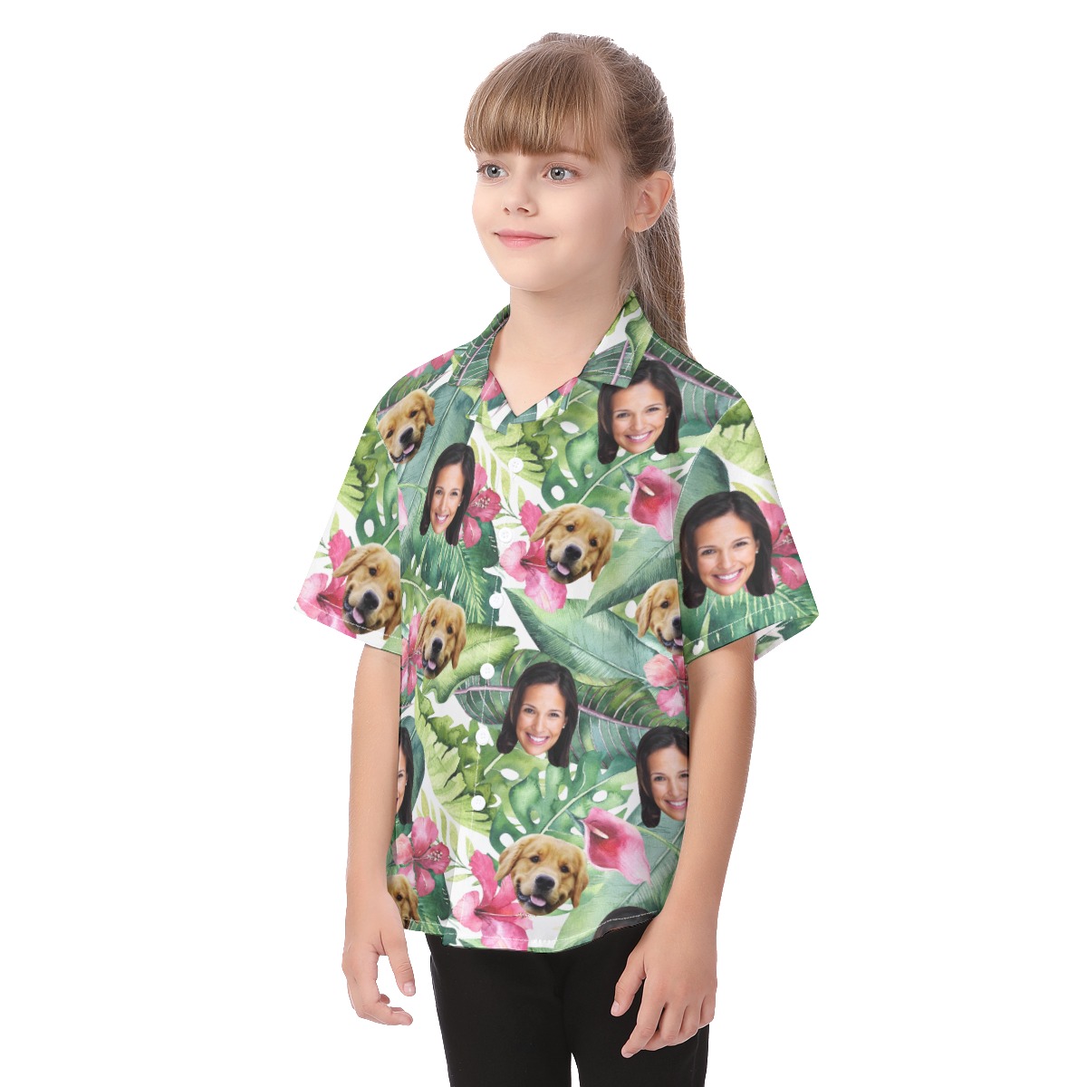 Your Face And Pet Custom Hawaiian Shirt For Kids