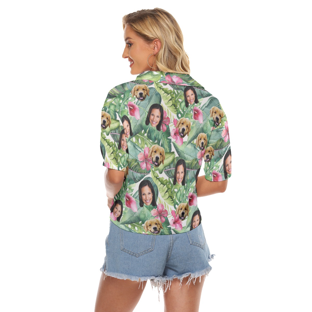 Tropical Custom 2 Faces Hawaiian Crop Top Shirt With Dog