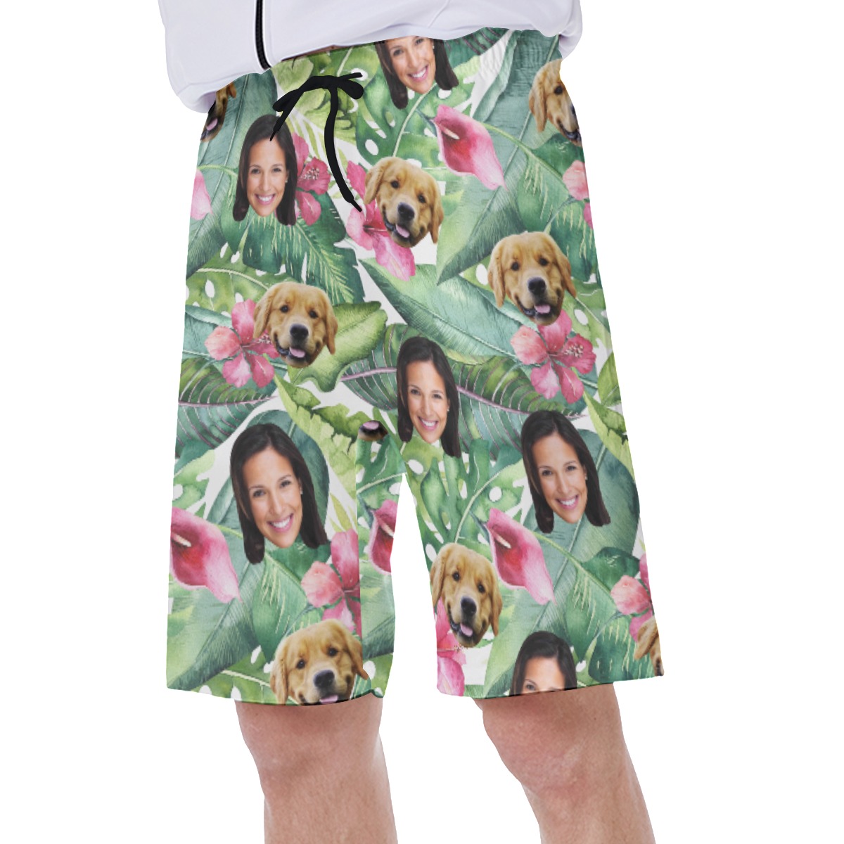 Custom Face And Your Pet Hawaiian Swim Trunks For Men