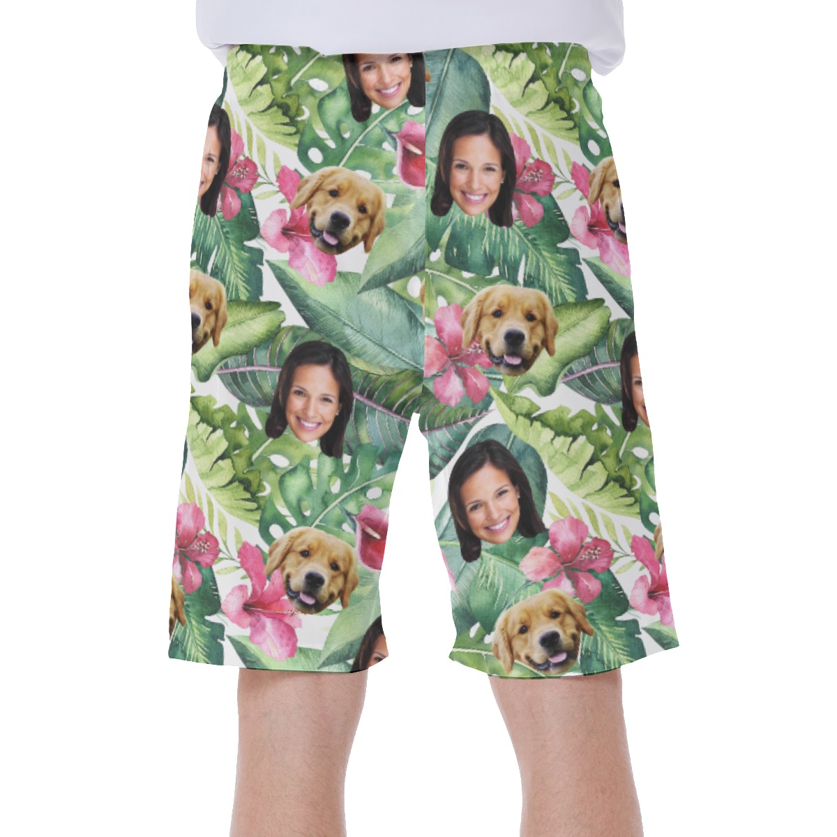 Custom Face And Your Pet Hawaiian Swim Trunks For Men