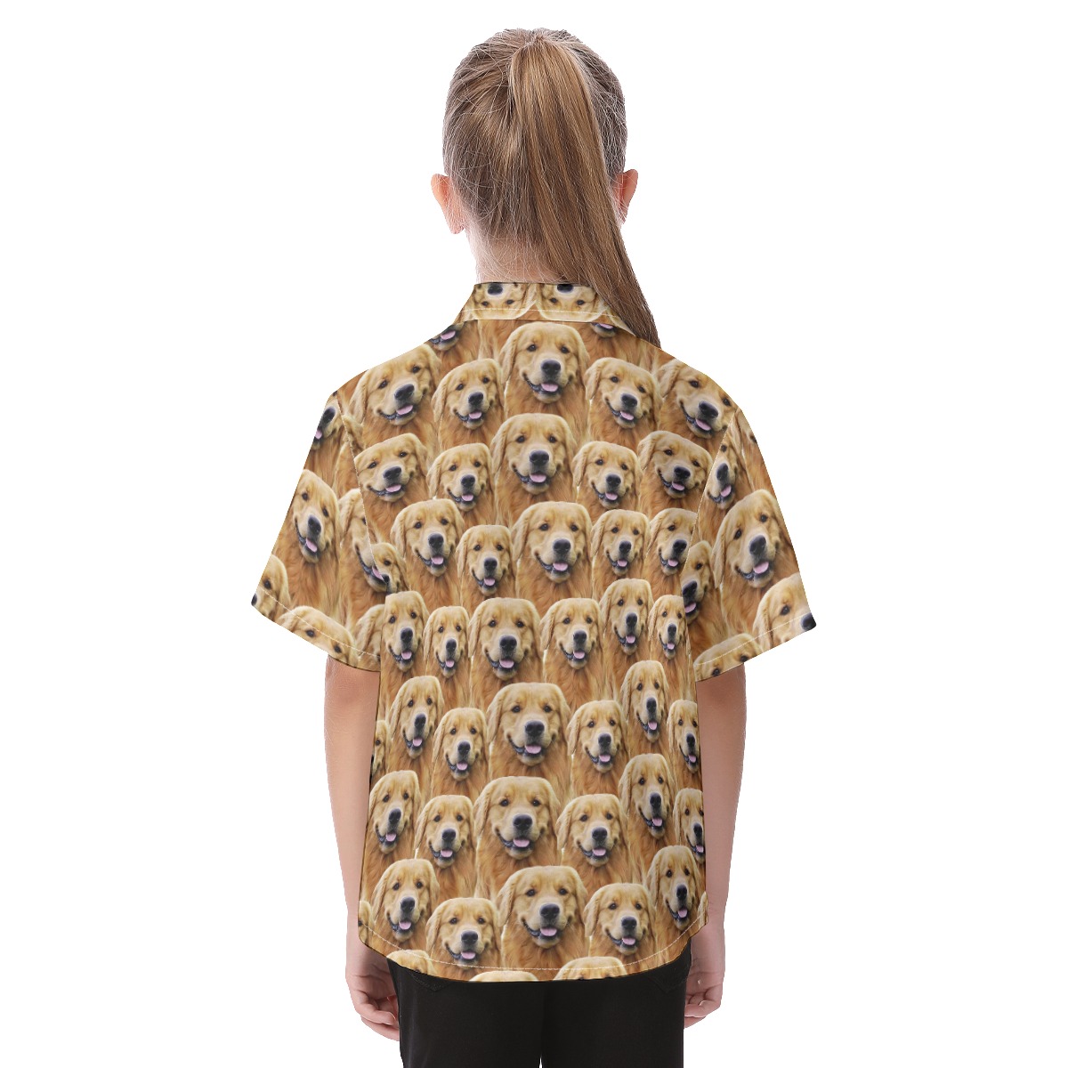 Cute Custom Kid's Hawaiian Shirt With Dog Face