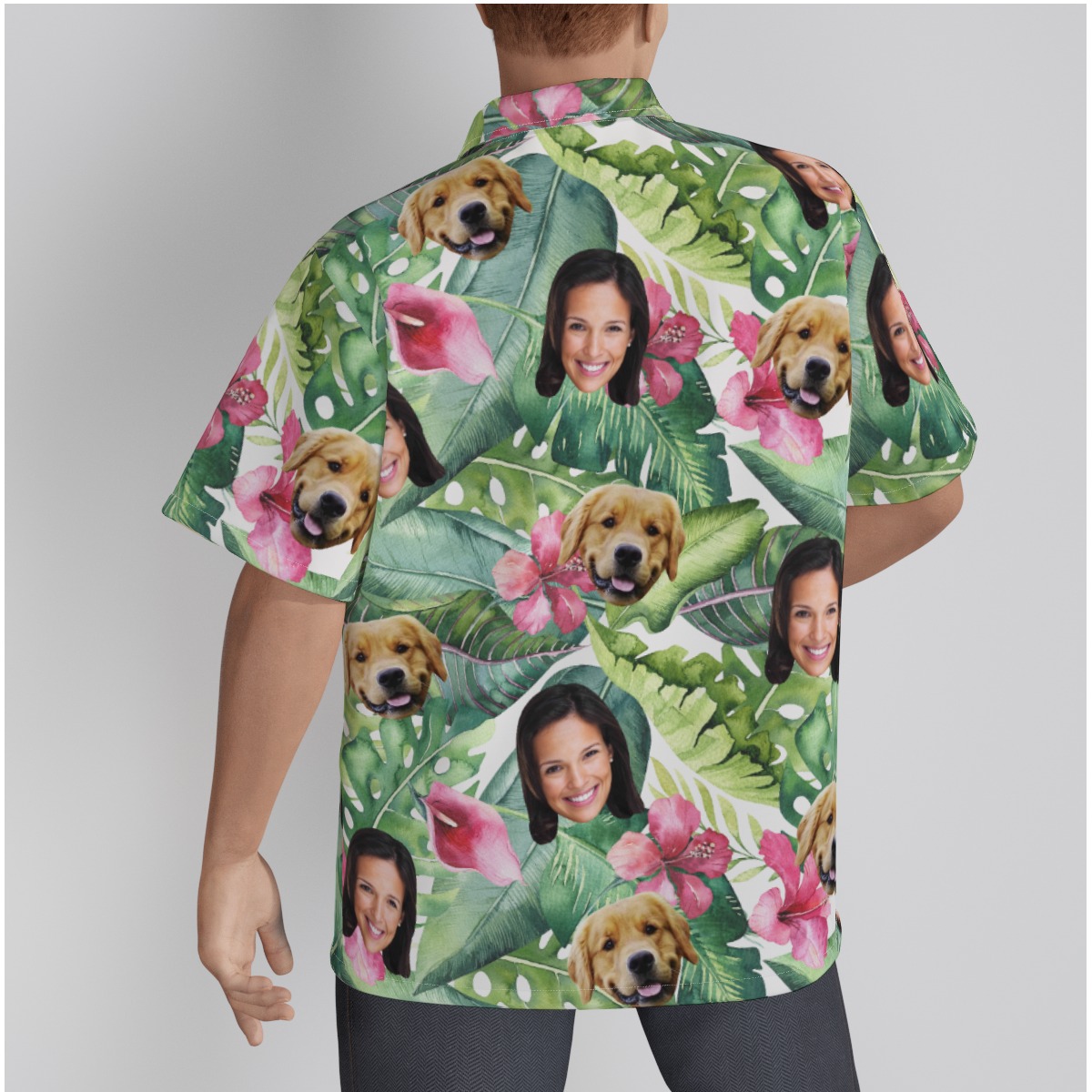 Tropical Custom Face And Dog Hawaiian Shirt