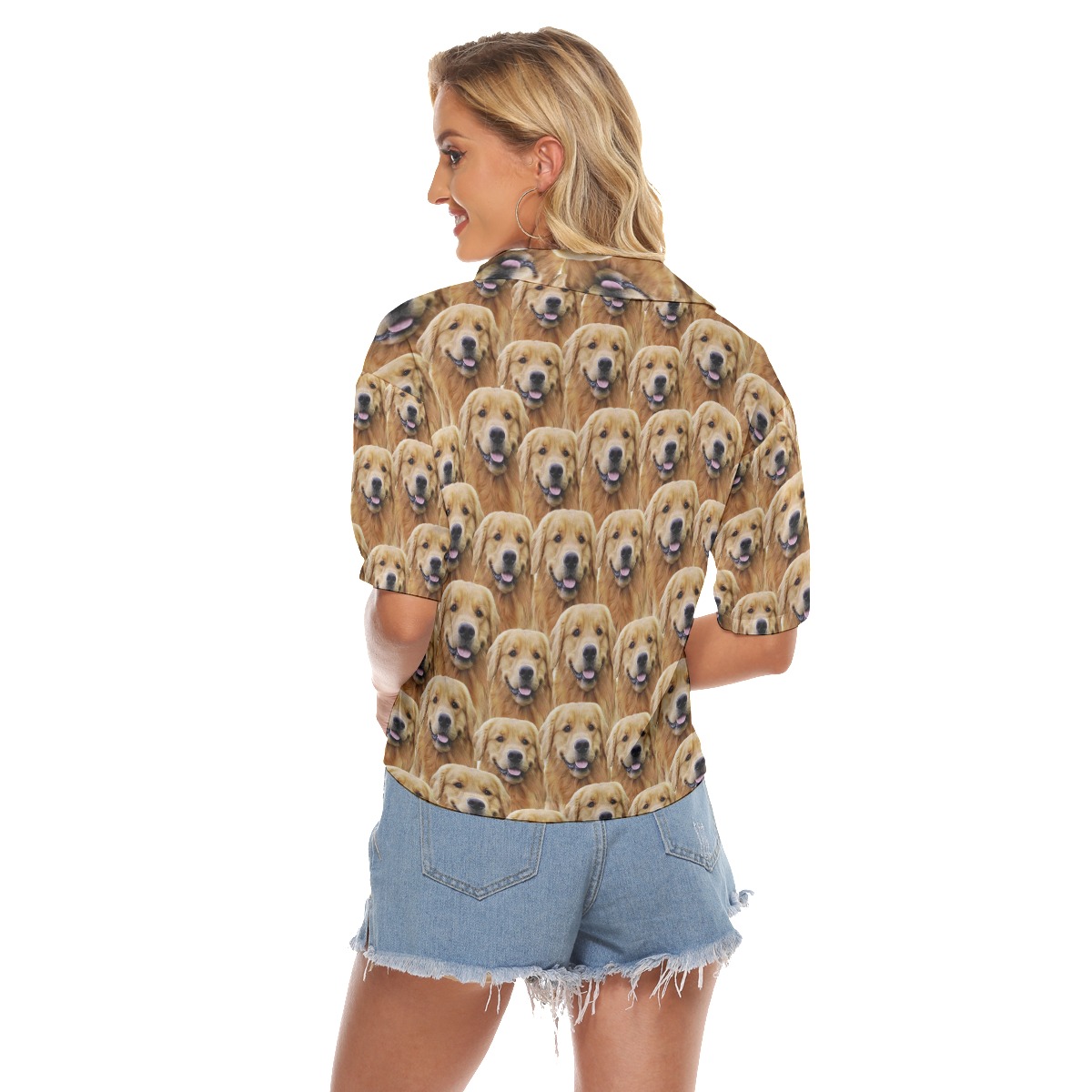 Customized Hawaiian Crop Top Shirt With Dog Face